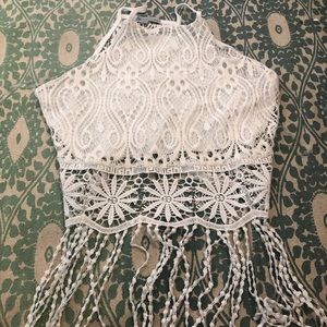 BRAND NEW Boho Chic White Fringe Top